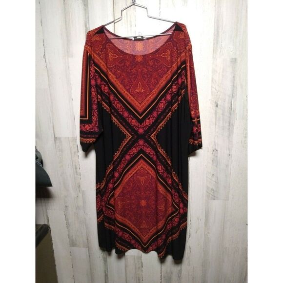 London Style Collection Women's 20W Black Red Dress - Picture 1 of 5